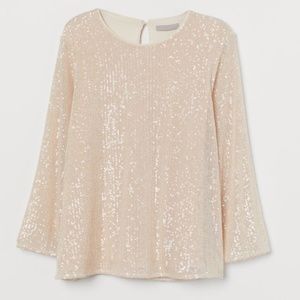 H&M Sequin Blush/Cream Blouse